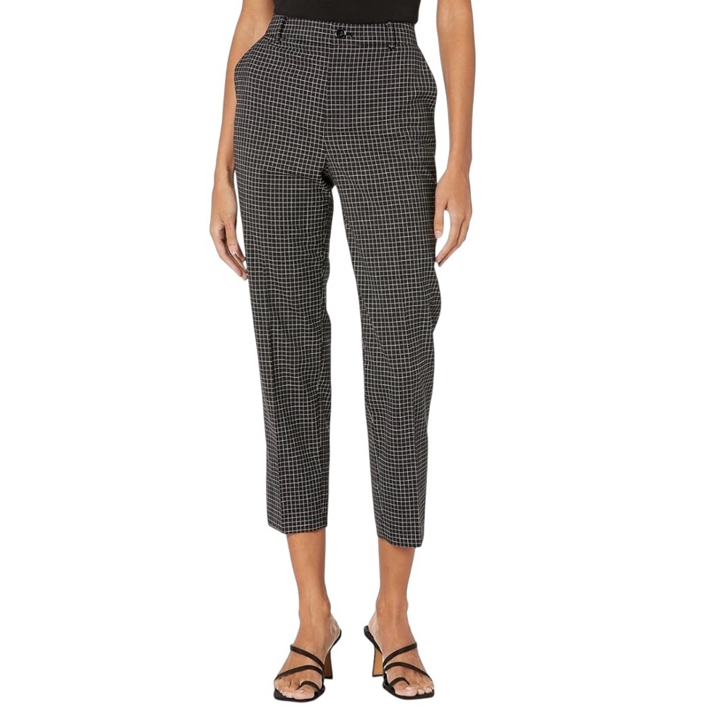 Club Monaco Black & White Check Cropped Tapered Pants